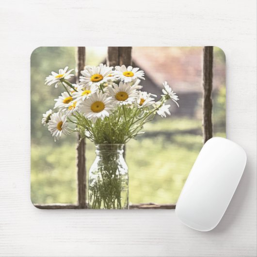 Land-Daisy-Sträußchen im Fenster Mousepad (Mit Mouse)