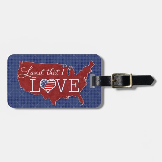 Land, das ich LIEBE habe - US-amerikanisches Herz Gepäckanhänger (Vorderseite horizontal)
