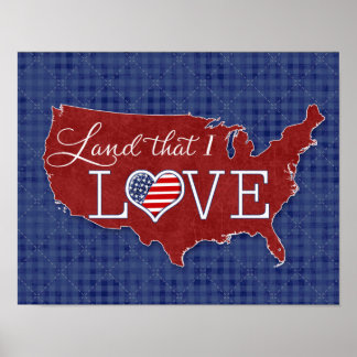 Land, das ich LIEBE habe - US-amerikanisches Herz  Poster