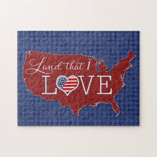 Land, das ich LIEBE - US Herz & Flagge Puzzle