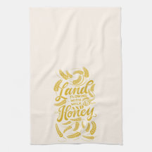 Land, das mit Milch und Honig-Tee-Handtuch fliegt