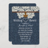 Land-Denim-u. Elfenbein-Spitze-Polterabend Einladung (Vorne/Hinten)