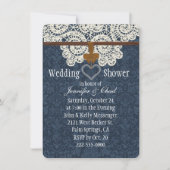 Land-Denim-u. Elfenbein-Spitze-Polterabend Einladung (Vorderseite)