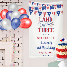 Land der Drei! 4. Juli 3. Geburtstag Party Banner
