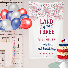 Land der Drei! 4. Juli 3. Geburtstag Party Banner