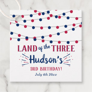 Land der Drei! 4. Juli 3. Geburtstag Party Geschenkanhänger