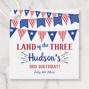 Land der Drei! 4. Juli 3. Geburtstag Party Geschenkanhänger
