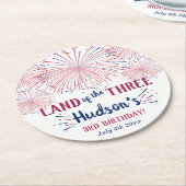 Land der Drei! 4. Juli 3. Geburtstag Party Runder Pappuntersetzer (Angewinkelt)