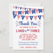 Land der drei. Juli 3. Geburtstag Dankeskarte (Vorderseite)