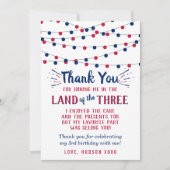 Land der drei. Juli 3. Geburtstag Dankeskarte (Vorderseite)
