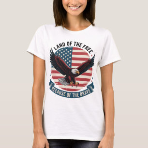 Land der Freie Patriotische Adlerkunst T-Shirt