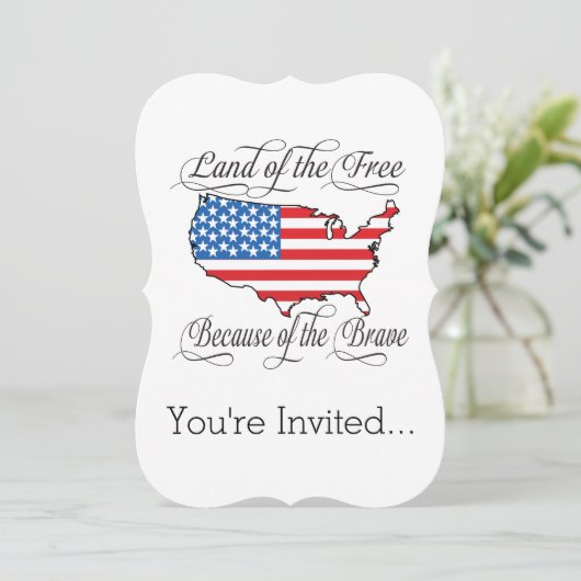 Land der Freie wegen des Brave Patriotic US Einladung (Stehend Vorderseite)