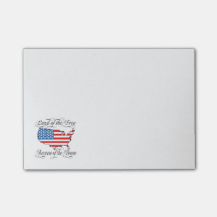 Land der Freie wegen des Brave Patriotic US Post-it Klebezettel