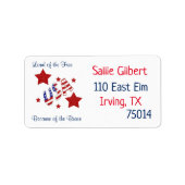 Land der Freie wegen des tapferen Patrioten Adressaufkleber (Vorne)