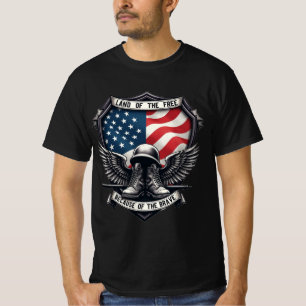 Land der Freie wegen des tapferen Patrioten T-Shirt