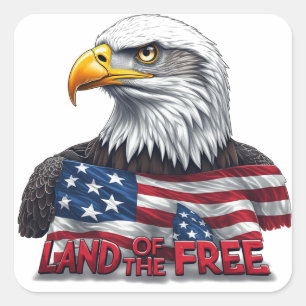Land der Freien, Amerikanische Flagge Patriotisch Quadratischer Aufkleber