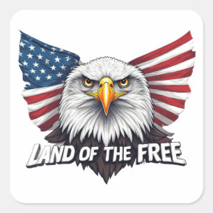 Land der Freien, Amerikanische Flagge Patriotisch Quadratischer Aufkleber