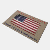 Land der Freien Amerikanischen Flagge Personalisie Fußmatte (Schrägansicht)
