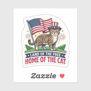 Land der Freien, Heimat der Katze, patriotischer O Aufkleber