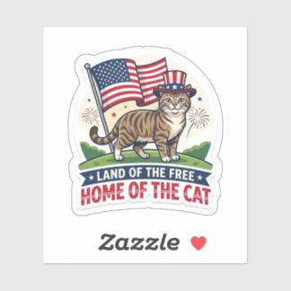 Land der Freien, Heimat der Katze, patriotischer O Aufkleber