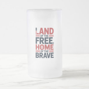 Land der Freien   Heimat der Tapferen USA-Shirt Mattglas Bierglas