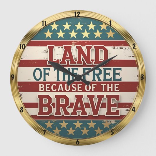 Land der freien Tapferkeit Große Wanduhr (Vorderseite)