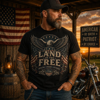 Land Der Freien | Vintage Patriotischer Adler Amer T-Shirt
