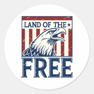 Land der Freien – Vintage-USA-Adler-Grafik Runder Aufkleber