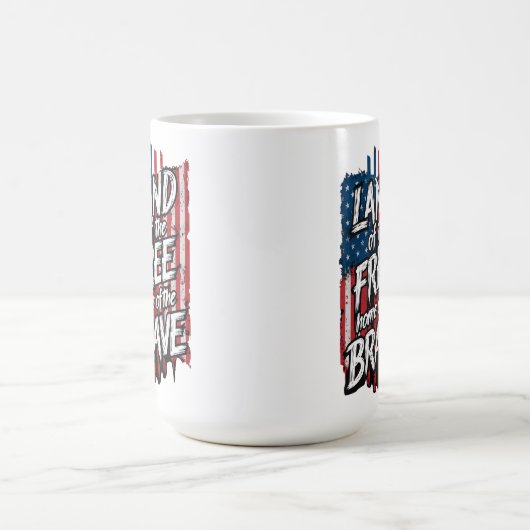 Land der freien Zuhause des Braven Kaffeetasse (Mittel)