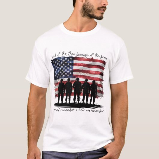 Land der Freiheit wegen der Tapferkeit T-Shirt (Vorderseite)