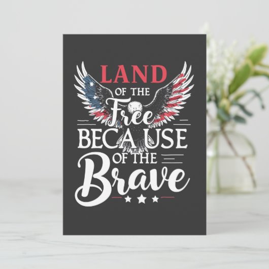 Land der Freiheit wegen des tapferen Veteranen Dankeskarte (Stehend Vorderseite)