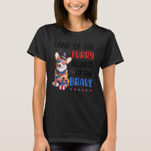 Land der Furry Corgi 4. Juli Merica USA Ame T-Shirt