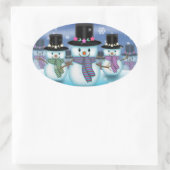 Land der Schneemänner Weihnachtskleber Ovaler Aufkleber (Tasche)