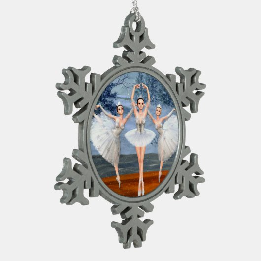 Land der Schneetänze Ballerinas Schneeflocken Zinn-Ornament (Links)