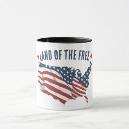 Land der Silhouette "Free - USA Flag" Tasse