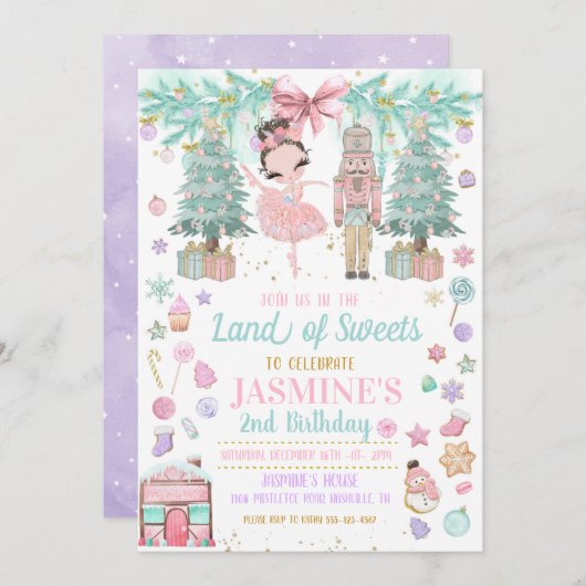Land der Süßigkeiten Zuckerpflaume Fairy Nutcracke Einladung (Vorne/Hinten)