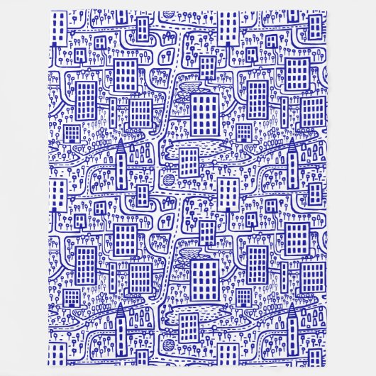 Land der Türme - Navy Blue auf Weiß Fleecedecke (Vorderseite)