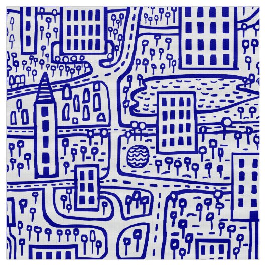 Land der Türme - Navy Blue auf Weiß Stoff (Muster)