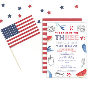 Land der US Flagge 3. Geburtstag Einladung