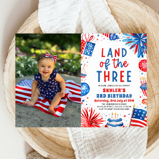 Land des 34. Juli 3. Geburtstag Einladung