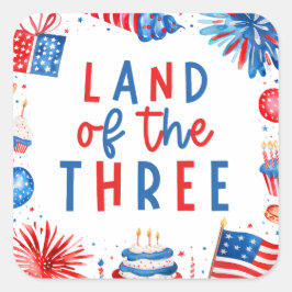 Land des 34. Juli 3. Geburtstag Party Quadratischer Aufkleber