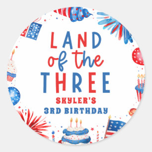 Land des 34. Juli 3. Geburtstag Party Runder Aufkleber