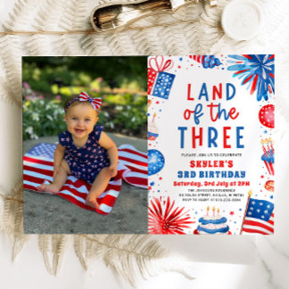 Land des 3. 4. Juli Patriotic 3. Geburtstag Einladung