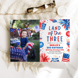 Land des 3. 4. Juli Patriotic 3. Geburtstag Einladung
