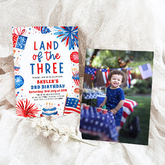 Land des 3. 4. Juli Patriotic 3. Geburtstag Einladung