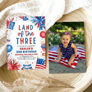Land des 3. 4. Juli Patriotic 3. Geburtstag Einladung