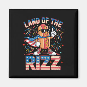 Land des Rizz Hotdog Lustiger 4. Juli Amerikanisch Magnet