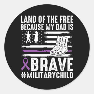 Land des Weil Dad Tapfer Stolz Militär Kind Runder Aufkleber