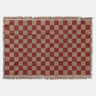 Land Dunkelrot und Beige Faux Jute Decke