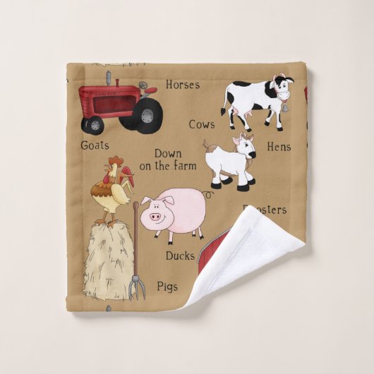 Land Farm Muster Wohngestaltung Handtuch Set (Waschlappen)